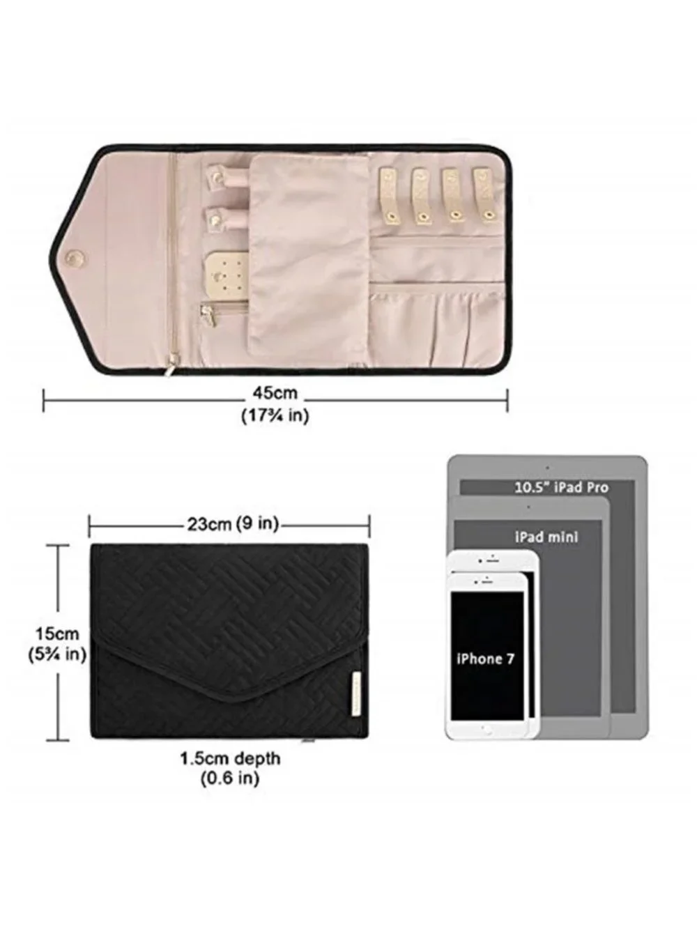 Travel Jewelry Organizer Case Necklace Ring Earring Storage Roll Pouch